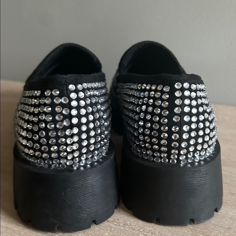 Steve Madden Y2K style retro Black silver sequin loafer women’s size 6 - Picture 3 of 9